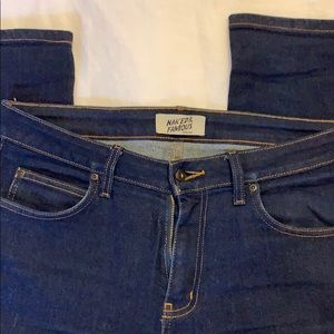 Dark indigo naked and famous raw denim jeans